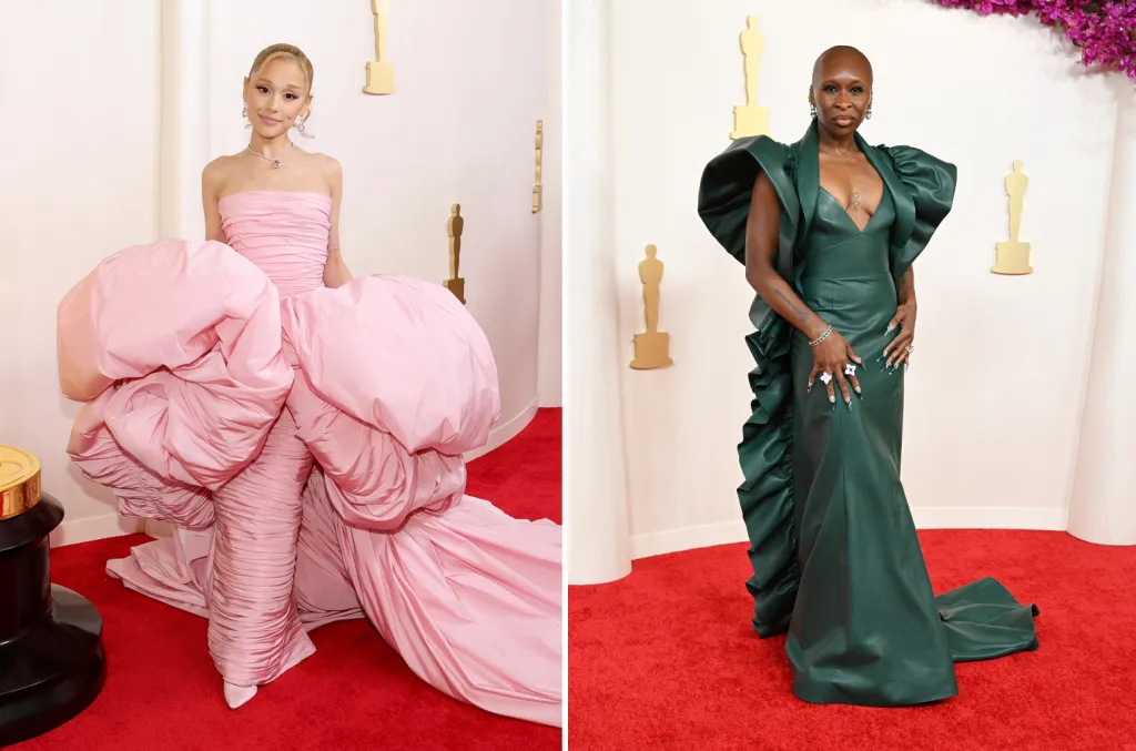 Ariana Grande and Cynthia Erivo's method dressing in a their gowns for Wicked at the 2025 Vanity Fair Awards.


